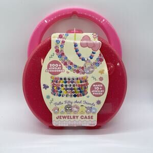 HELLO KITTY & FRIENDS Jewelry Making Kit Case 200+ Beads Bracelet Necklace NEW